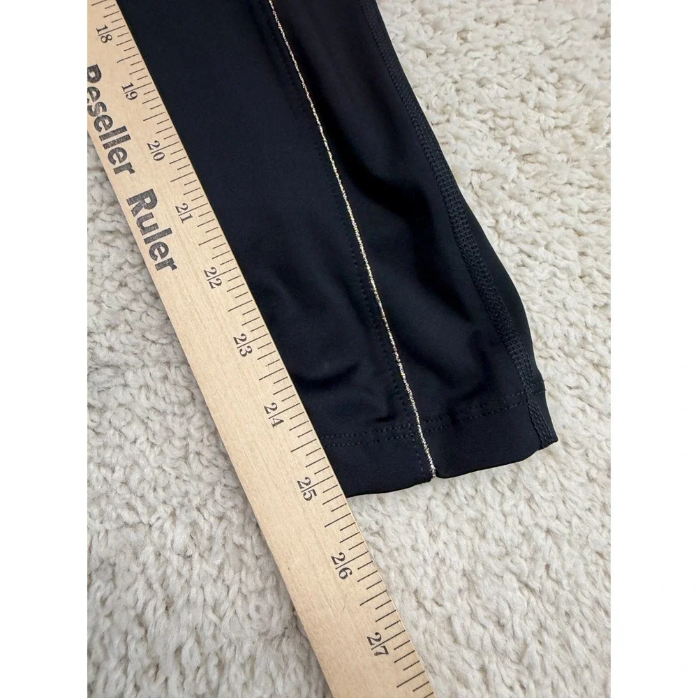 Nike Yoga High Waist 7/8 Metallic Trim Leggings Womens XS Black Work Out Gym